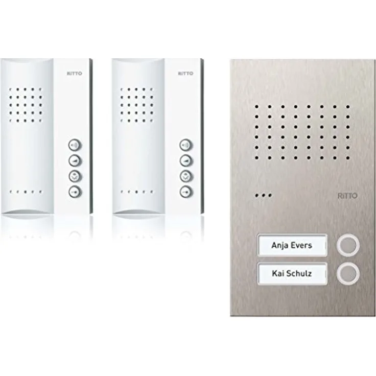 Ritto RGE1818425 Acero pur Audio-Set Freisprechstelle 2 WE, inkl 50, Edelstahl, Weiß