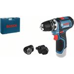 Bosch Professional GSR 12V-15 FC 12V System Akku Bohrschrauber (Winkelaufsatz, Exzenteraufsatz, ohne Akkus und Ladegerät, im Koffer)