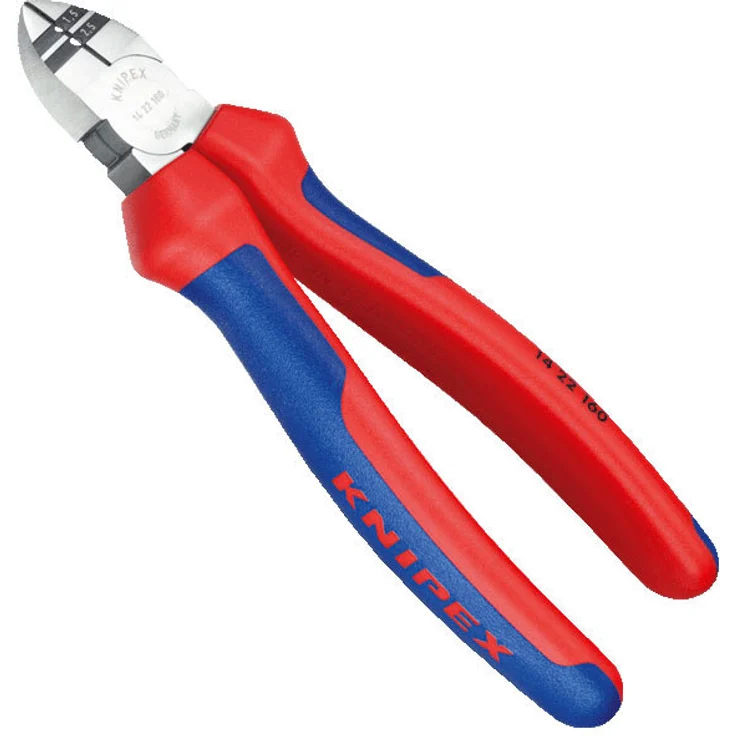 KNIPEX 14 22 160 Abisolier-Seitenschneider schwarz atramentiert mit Mehrkomponenten-Hüllen 160 mm – Bild 1