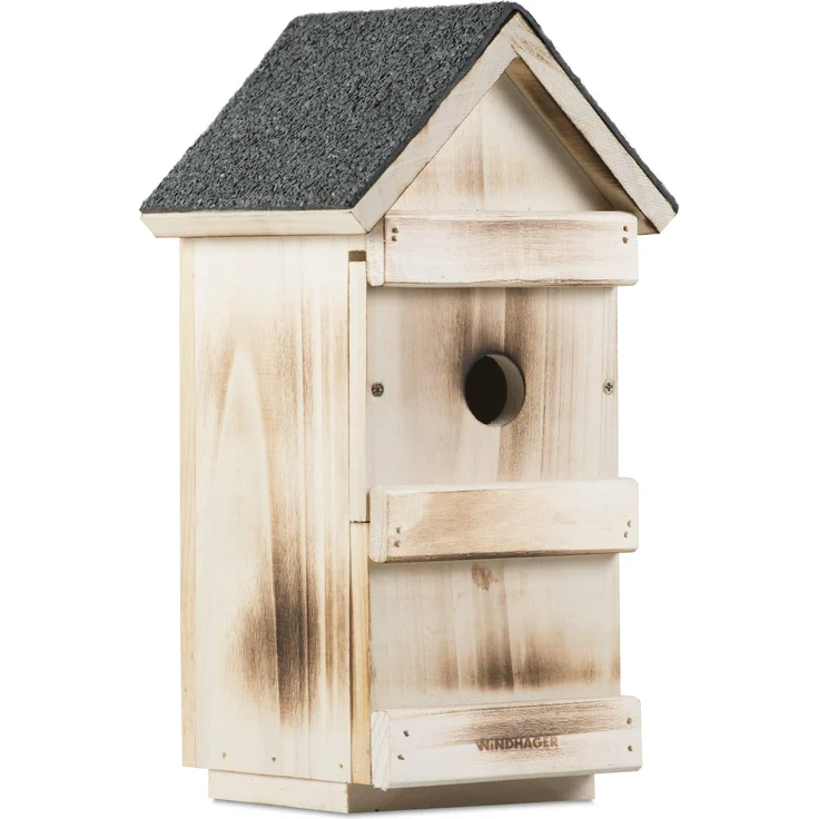 Windhager Vogelnistkasten 3-in-1, Vogelhaus Vogelhäuschen, mit auswechselbaren Frontplatten für verschiedene Vogelarten, braun, 06997