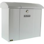 BURG-WÄCHTER Briefkasten mit aufklappbarem Regendach, A4 Einwurf-Format, EU Norm EN 13724, Verzinkter Stahl, Olymp 916 W, Weiß