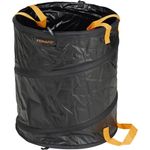 Fiskars PopUp-Gartensack mit Griffen, Fassungsvermögen: 56 Liter, Schwarz-Orange, Solid, 1015646