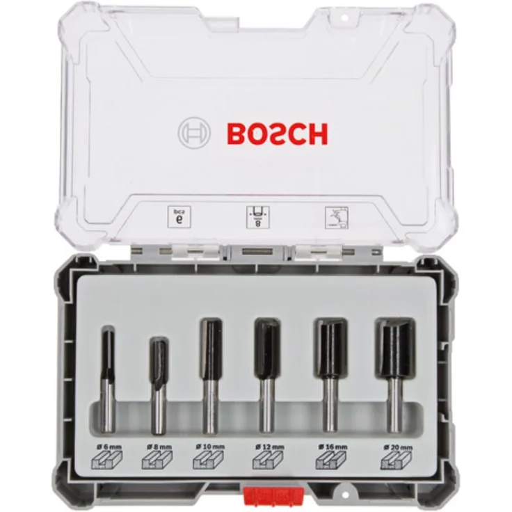 Bosch Professional 6tlg. Nutfräser Set (für Holz, Zubehör Oberfräsen mit 8 mm Schaft) – Bild 1