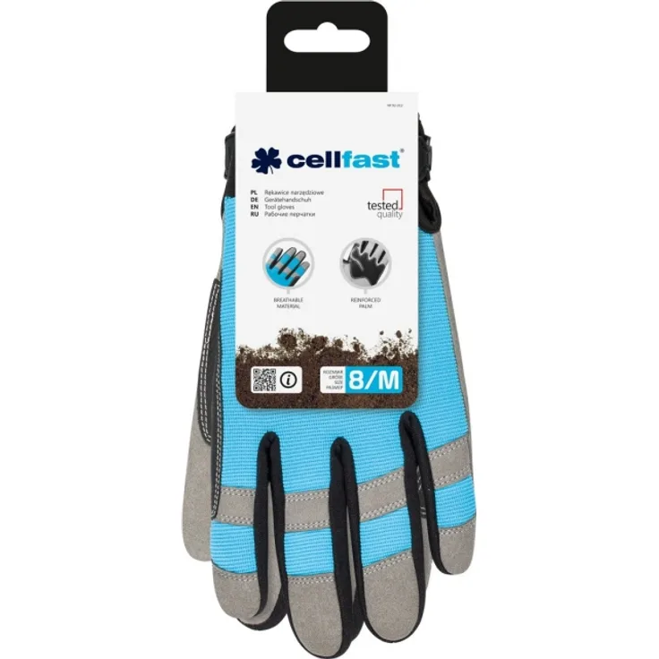 Cellfast Gerätehandschuhe 8 - M ideal zum Einsatz bei härteren Gartenarbeiten, 100% synthetisches Leder, Manschette mit Klettverschluss, 92-012