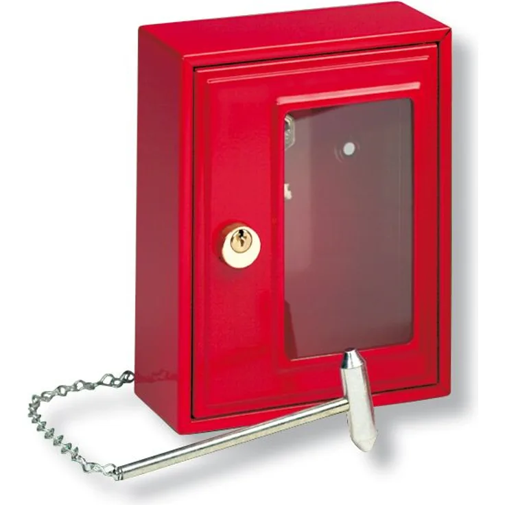 BURG-WÄCHTER Notschlüsselbox mit Hammer, 1 Haken, Stahlblech, Höhe: 167 mm, 6161, RAL 3020 Verkehrsrot