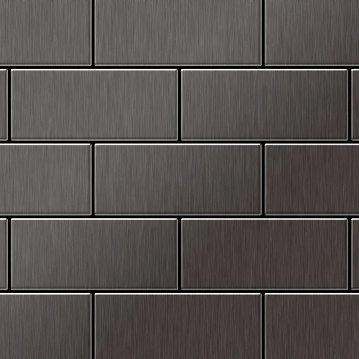 Alloy Mosaik Fliese massiv Metall Titan gebürstet in dunkelgrau 1,6mm stark Subway-Ti-SB 0,58 m2