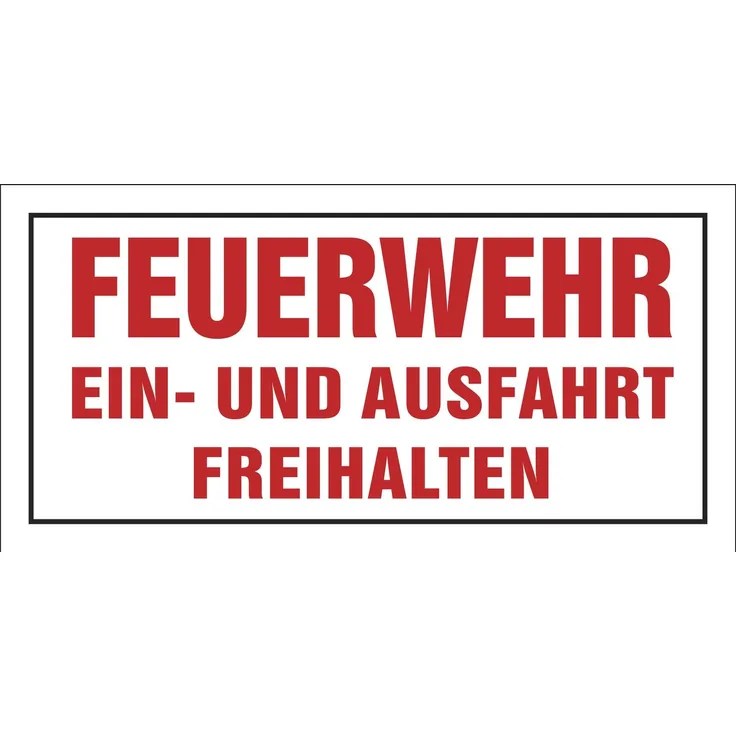 Brandschutzschild ''Feuerwehr Ein- und Ausfahrt freihalten'' , 600x300 mm , rot-weiß , 1 Stück