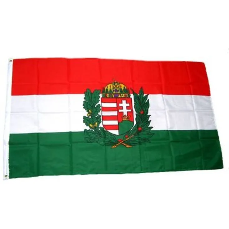 Flaggenking Ungarn mit Wappen Flagge/Fahne - wetterfest, weiß, 150 x 90 x 1 cm, 16899