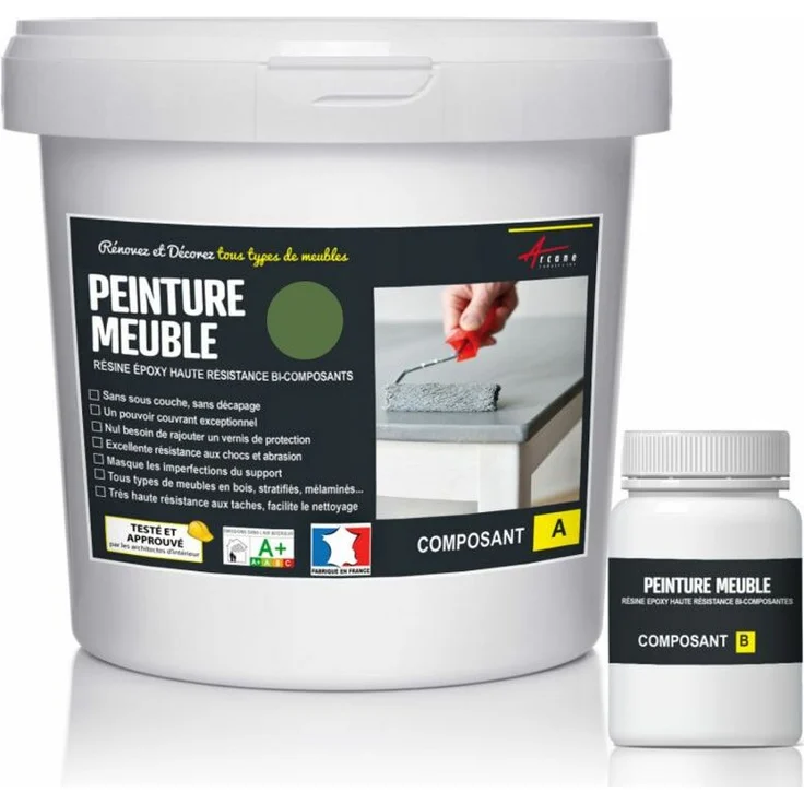 Arcane Industries - MÖBELFARBE FÜR KÜCHE UND BAD : Buntlack - Möbelfarbe abwaschbar - Möbellack - Epoxidfarbe , Epoxyfarbe - Reseda-Grün RAL 6011 1 kg – Bild 1