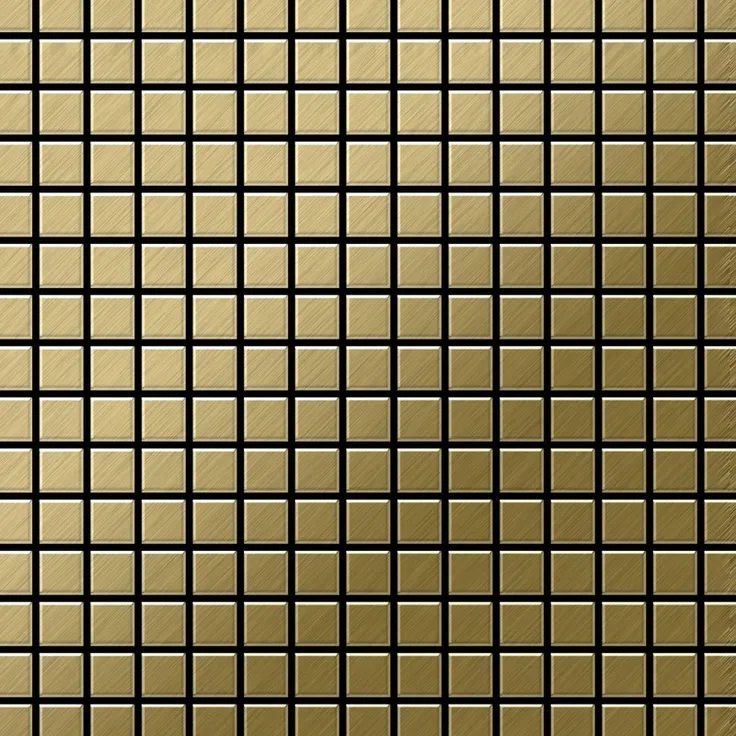 Mosaik Fliese massiv Metall Titan gebürstet in gold 1,6mm stark ALLOY Mosaic-Ti-GB 1,04 m2