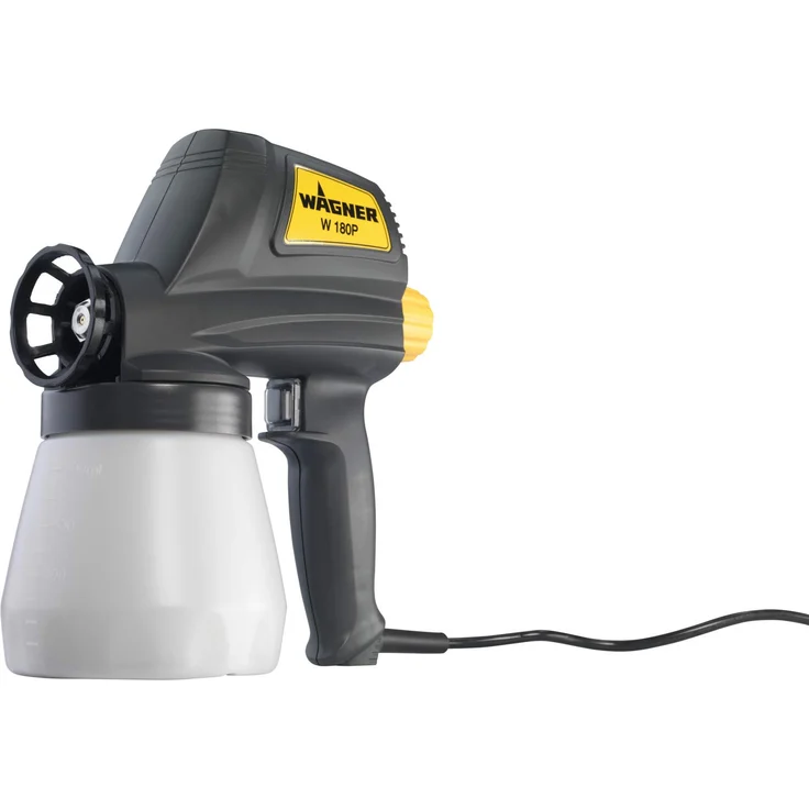 Wagner 413001 Farbsprühsystem W 180 P für lösemittelhaltige & wasserlösliche Farben im Innen-& Außenbereich, Behälter 800 ml, 10 m²-13 min, 110 W, Schwarz – Bild 1