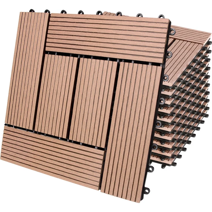 WPC Fliesen 1m²-4m² Terrassenfliesen Set Holzfliesen 30x30cm Balkon Pool Garten 11x Mosaik terrakotta 4250525376654 – Bild 1