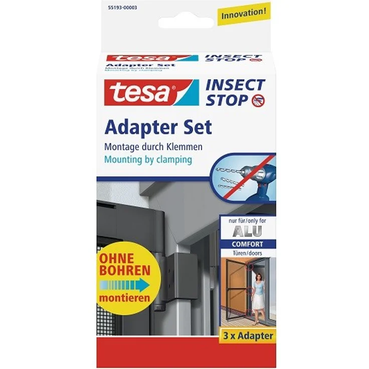 tesa Fliegengitter Adapter-Set für ALU-Türen, anthrazit – Bild 1