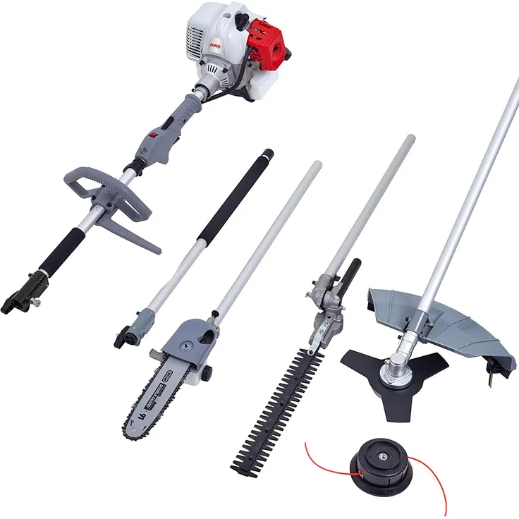 IKRA Gartenpflege Set Multitool IBKH 33 Benzin 4in1: Freischneider Rasentrimmer Entaster Heckenschere inkl. Verlängerung