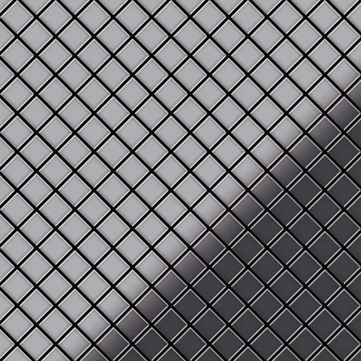 Alloy Mosaik Fliese massiv Metall Edelstahl hochglänzend in grau 1,6mm stark Diamond-S-S-M 0,91 m2