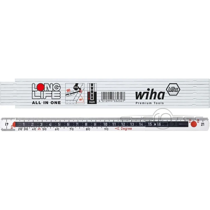 Wiha Gliedermaßstab Longlife All in One 2 m metrisch, 10 Glieder (33232) weiß – Bild 1