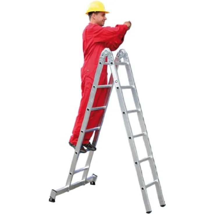 Aluminium Klappleiter inkl. Traverse Arbeitshöhe (max.): 4.7 m Günzburger Steigtechnik 32212 Silber 9.6 kg Silber