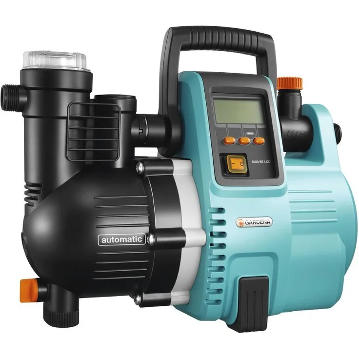 GARDENA Comfort Hauswasserautomat 5000-5E LCD: Hauswasserpumpe mit LC-Display, energiEsparend, Fördermenge 5000 l/h, 1300W Motor mit Thermoschutzschalter, Trockenlaufsicherung (1759-20) Hauswasserwerk 50 / 5,0 m 5 bar Ansaughöhe 8 m – Bild 1