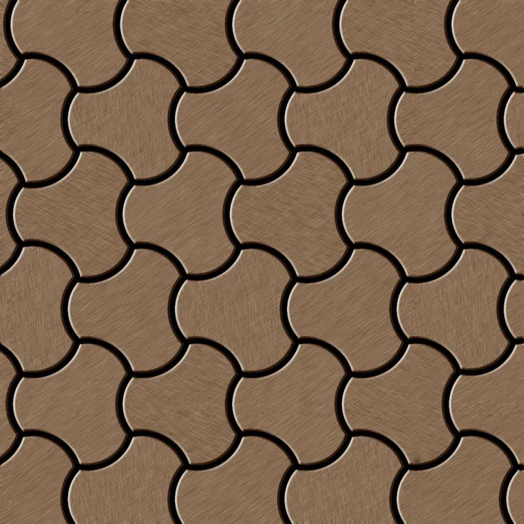 Mosaik Fliese massiv Metall Titan gebürstet in kupfer 1,6mm stark ALLOY Ubiquity-Ti-AB Designed by Karim Rashid 0,75 m2