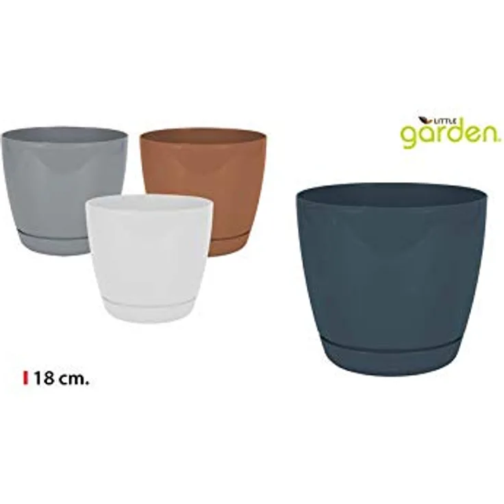 Little Garden 52197 Blumentopf mit Untersetzer, 18 cm, sortiert