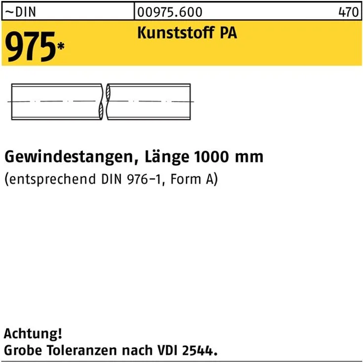 Reyher Gewindestange DIN 975 M 10 x 1000mm Polyamid