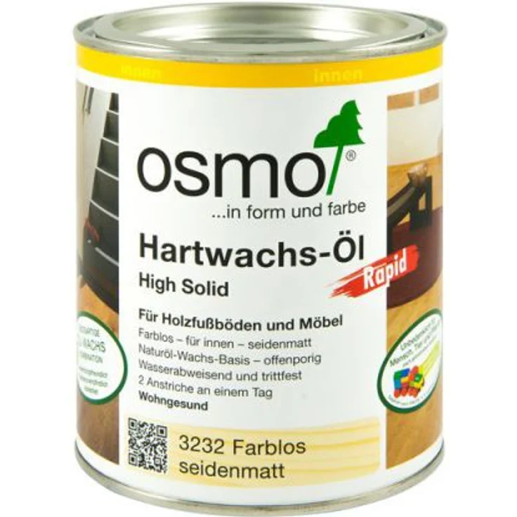 Osmo Hartwachs-Öl Rapid Farblos Seidenmatt 0,75 l - 10300093 – Bild 1