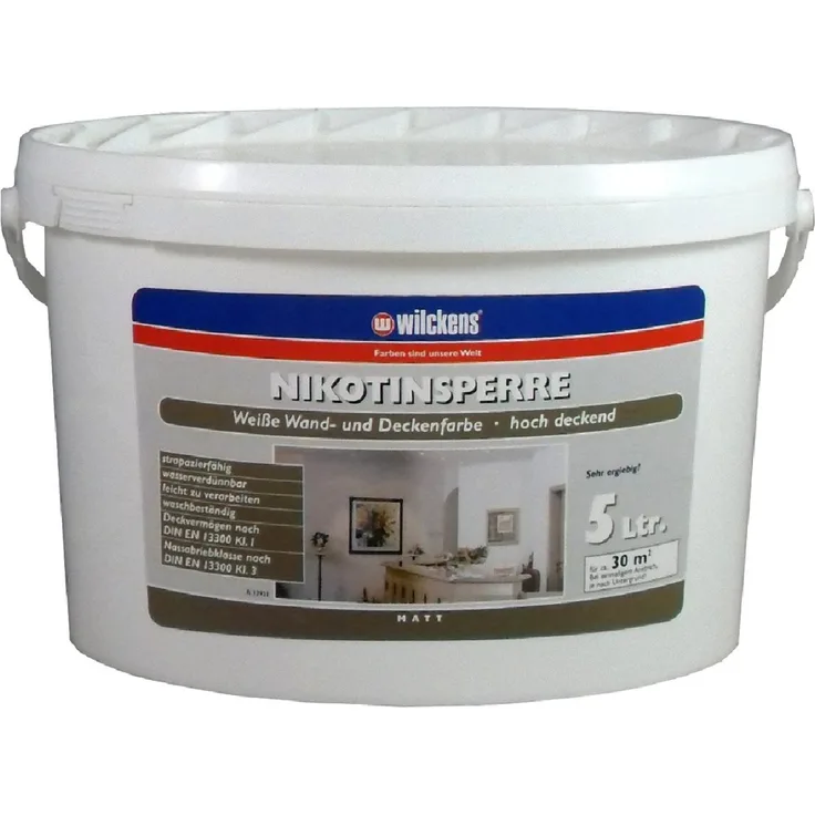 Wilckens - Wilckens 5l Nikotinsperre Weiß Isolierfarbe Farbe Innenfarbe hochdeckend - weiß
