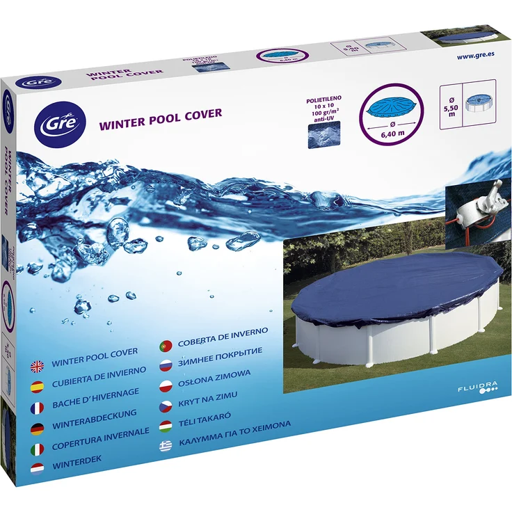 Gre CIPR351 - Cubierta de invierno para piscinas redondas, Ø3.5 m, 120 gr/m²