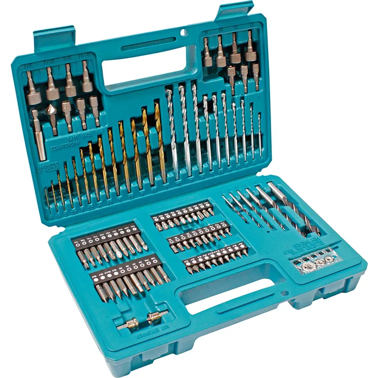 Makita Bohrer-Bit-Set 102tlg - B-68432, mit Metallbohrern, Steinbohrern, Holzbohrern, Bohrerlehre, Senker, Tiefenbegrenzer und Bithalter