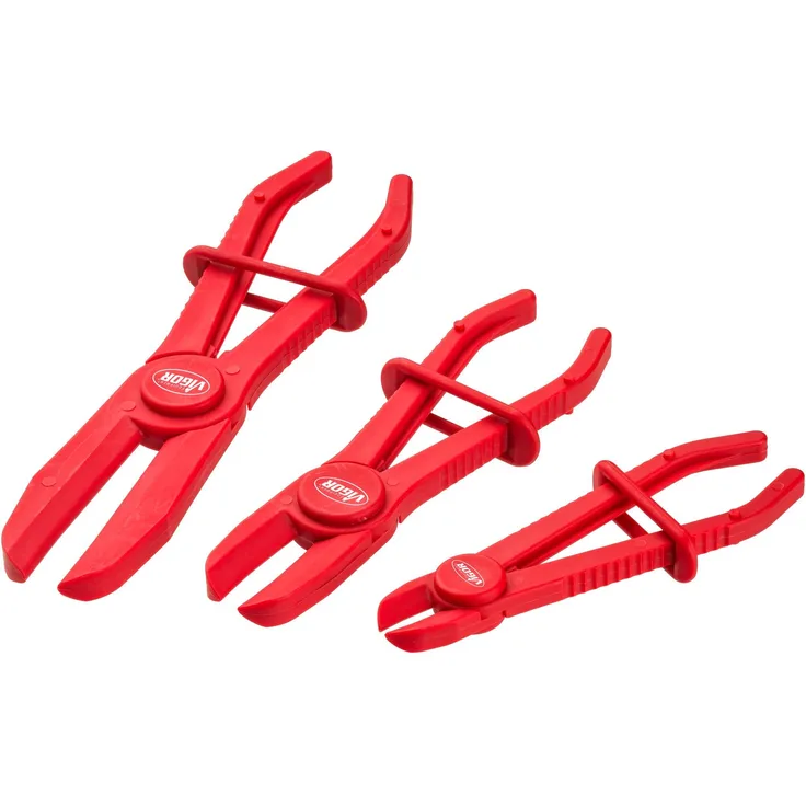 Vigor Abklemmzangen-Satz (3 verschieden große Zangen) V6799, Rot