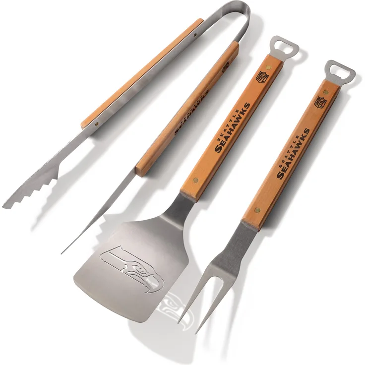 NFL Sportula Grillbesteckset Grillwerkzeug, 3 Stück, mit Wender, Zange und Gabel