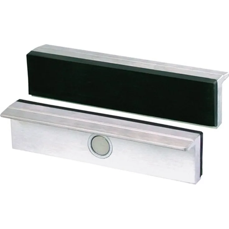Heuer Schraubstockbacken (Schutzbacken rechtwinkelig, planparallel, integrierte Spezialmagnete, passend zu Schraubstock 180 mm, Material: Aluminium, Gummi) 112180