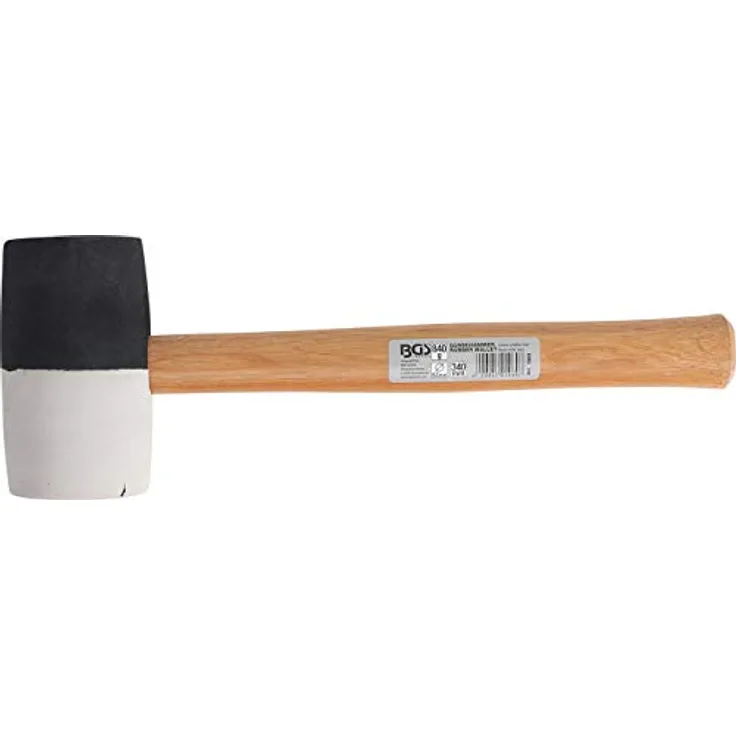 BGS 1969 | Gummihammer | Hickory-Stiel | schwarz-weißer Kopf Ø 63 mm | 340 mm | 840 g