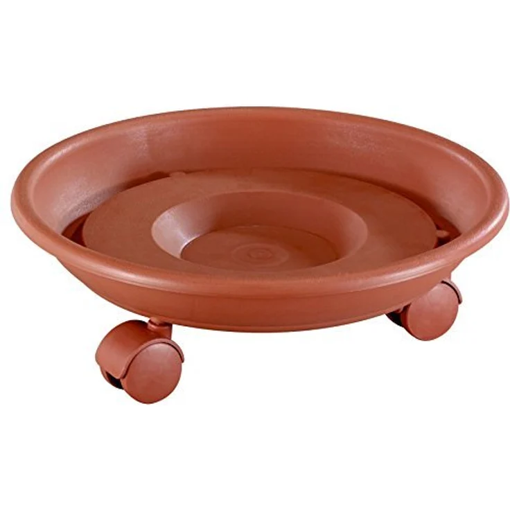 WAGNER Pflanzenroller Serie K Ø 27,5 cm I Pflanzenroller & Blumenroller für Außenbereich + Innenbereich, Terracotta I Kübelroller aus Kunststoff I Tragkraft 30 kg I Made in EU ? 20102101 – Bild 1