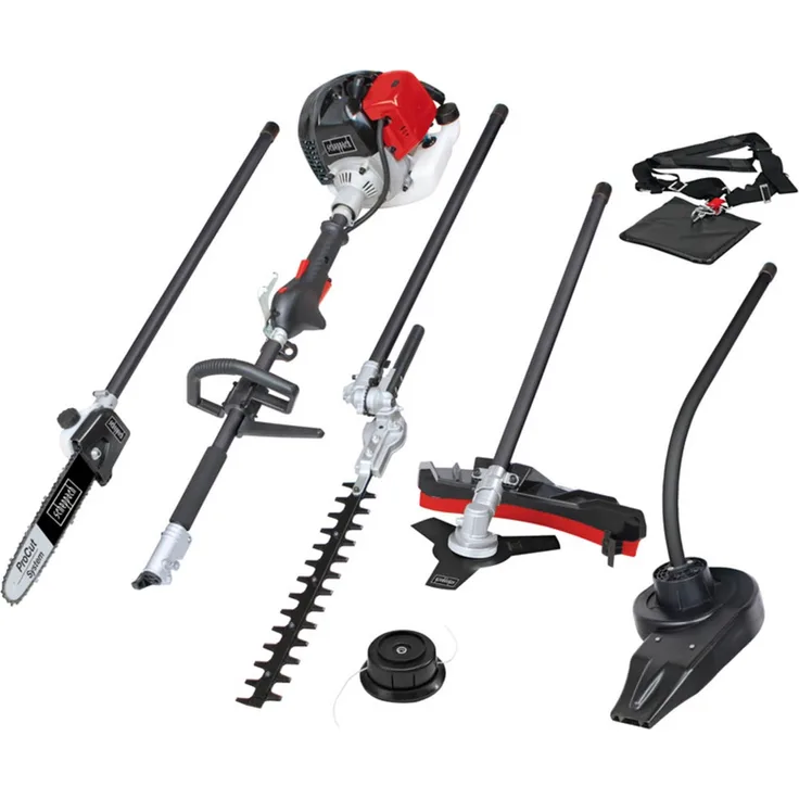 Scheppach 5IN1 Benzin Motorsense MTC42-5P Hochentaster Heckenschere Laubbläser Rasentrimmer Motorsense mit Schultergurt