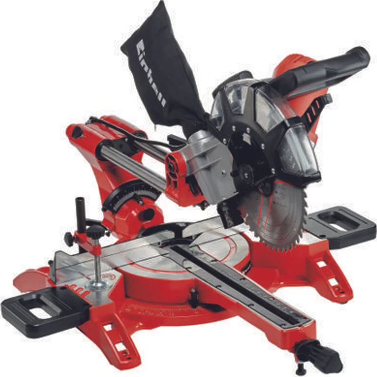 Einhell Zug-Kapp-Gehrungssäge TC-SM 2534-1 Dual (max. 2350 W, D250 x D30 mm Sägeblatt, 4000 min-1, integrierte Zugfunktion, neigbarer Sägekopf, Werkstückanschlag, Laser, inkl. Hartmetall-Sägeblatt) – Bild 1