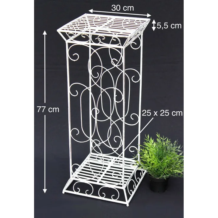 DanDiBo Blumenhocker Metall Weiß Eckig 77 cm Blumenständer 20304 Blumensäule Beistelltisch Pflanzenständer