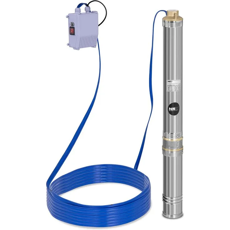 MSW - Pumpe Brunnenpumpe Tiefbrunnenpumpe Tauchpumpe 4.800 L H 250 Watt Edelstahl