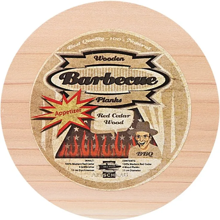 Axtschlag Räucherbretter, Western Red Cedar, 4 runde Appetizer Grillbretter, 110 x 11 mm
