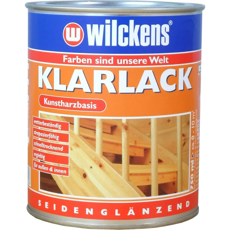 Wilckens - Wilckens 0,75l Klarlack seidenglanz farblos Holz Metall Lack Kunstharz - transparent – Bild 1