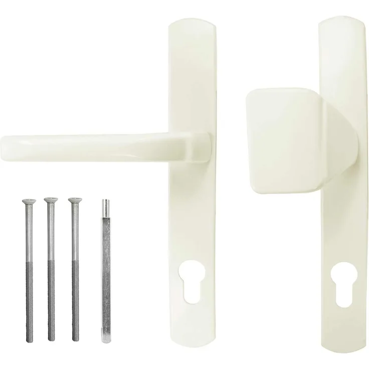 kj-vertrieb Premium Drückergarnitur DHS 92mm - Schildbreite 32mm Creme RAL 9001, Griff-Knauf