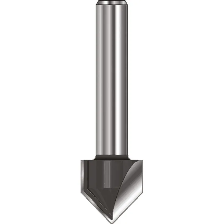 Ent European Norm Tools - ENT 12048 V-Nutfräser und Schriftenfräser HW (HM), Schaft (C) 8 mm, Durchmesser (A) 12,7 mm, B 12,7 mm, E 90°, D 32 mm