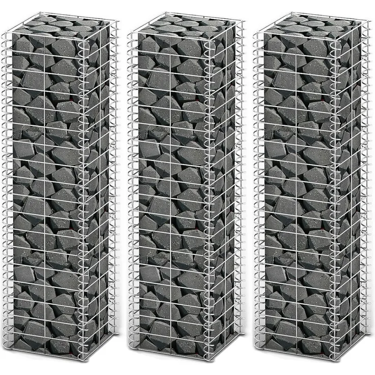 vidaXL GabionenSet 3tlg. Verzinkter Draht 25×25×100 cm