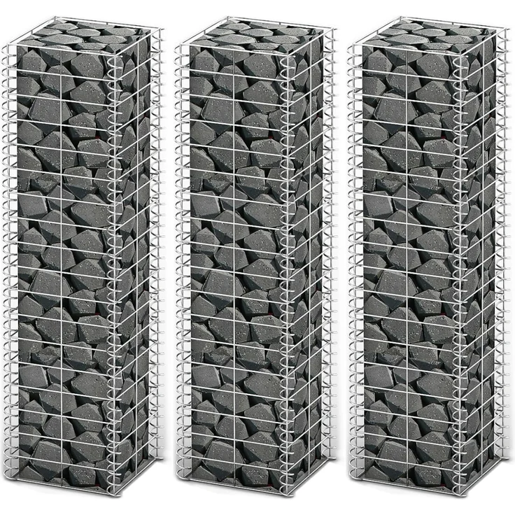 vidaXL GabionenSet 3tlg. Verzinkter Draht 25×25×100 cm