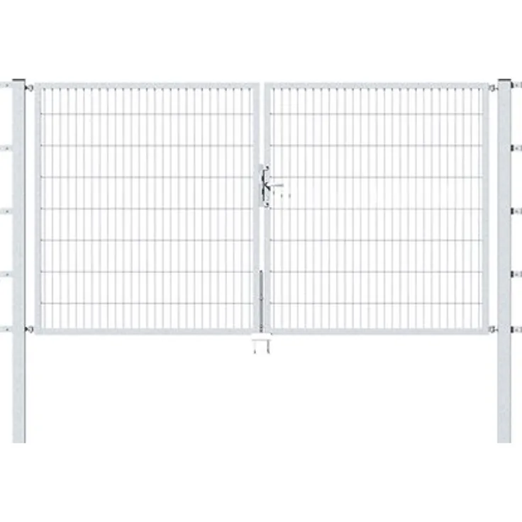 Metallzaun Doppeltor für Doppelstabmatte Feuerverzinkt 200 cm x 300 cm