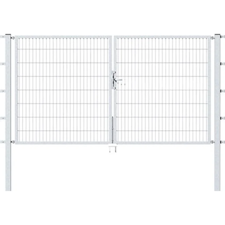 Metallzaun Doppeltor für Doppelstabmatte Feuerverzinkt 200 cm x 300 cm