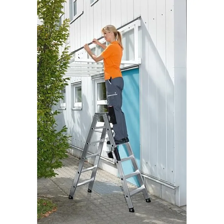 Günzburger Aluminium-Stehleiter beids. begehbar 2 x 14 St.