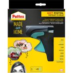 Pattex Made at Home Heißklebepistole, Kleber für kreative Heimwerkarbeiten, Set aus 1x Klebepistole und 6x Heißklebesticks mit 11mm Durchmesser