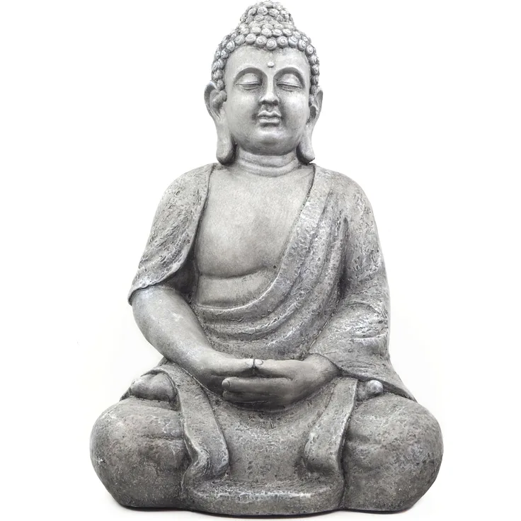Wurm Buddha sitzend antik Steinoptik 62 cm Poly Figur Dekoration Objekt