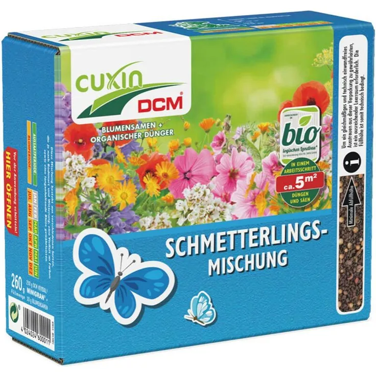 CUXIN Blumensamen Schmetterlings-Mischung, 2in1 Saatgut & Dünger, 260 g - Cuxin